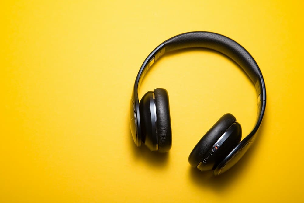 Over-ear headphones photographed from above